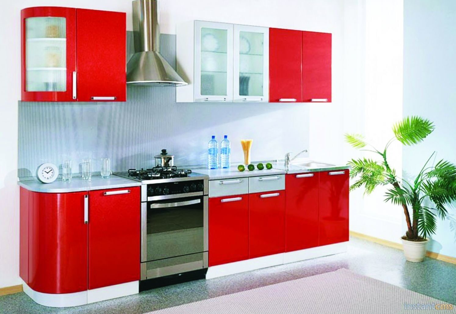 Кухонный гарнитур. Красный кухонный гарнитур. Красный куханный Гарни. Красные кухни.
